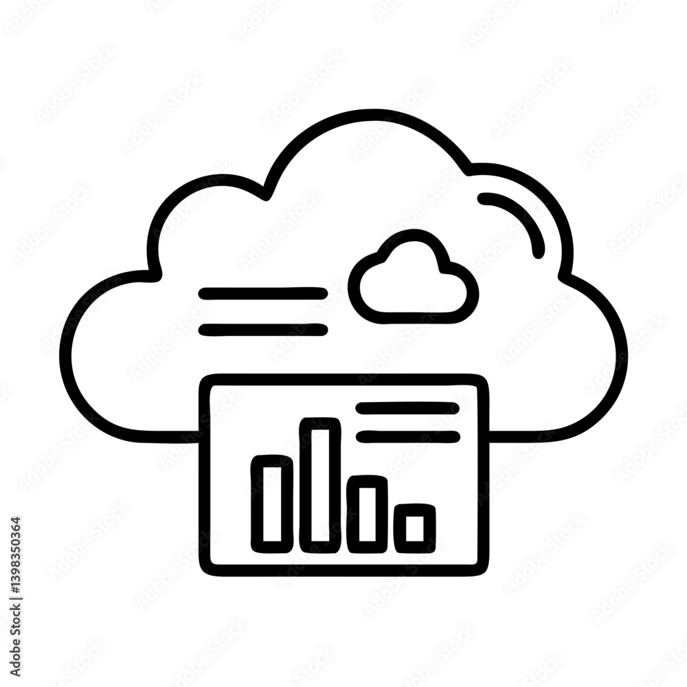 Poster cloud computing data analytics visualization diagram for business intelligence and strategy