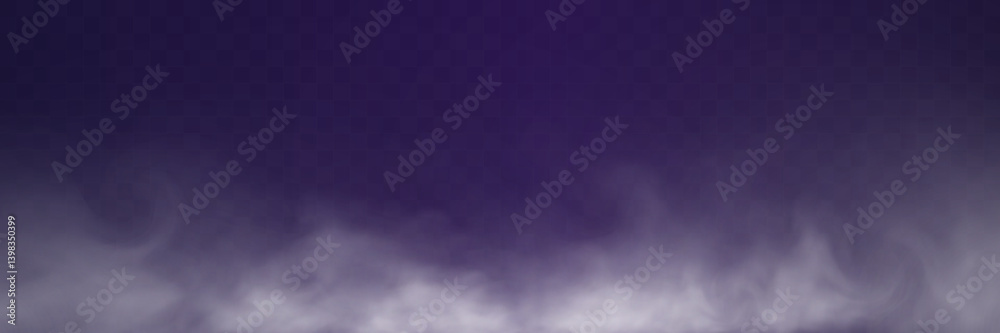 Poster realistic white smoke or mist effect with soft, swirling patterns on a transparent background. perfe