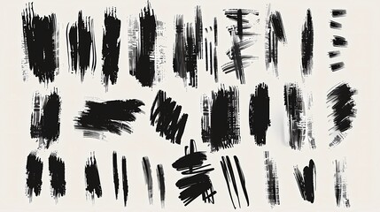 A sketchy brushes, vector brush strokes, hand drawn lines and shapes, Generative AI illustrations. 