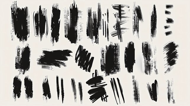 Sketchy brushes, vector brush strokes, hand drawn lines and shapes, Generative AI illustrations. 