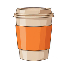 Hot drink paper cup with mockup sleeve vector isolated on white background 