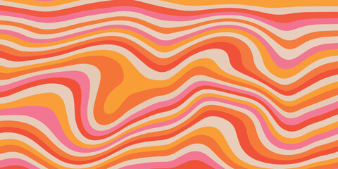 Abstract Horizontal Background with Colorful Pastel Waves. Trendy Retro Inspired Vector Illustration.	