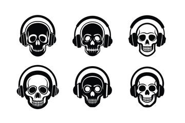 skull headphones vector art silhouette