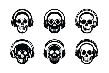 skull headphones vector art silhouette
