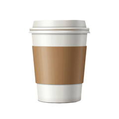 Hot drink paper cup with mockup sleeve vector isolated on white background 