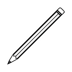 Simple Black Outline Of A Classic Graphite Pencil With Eraser