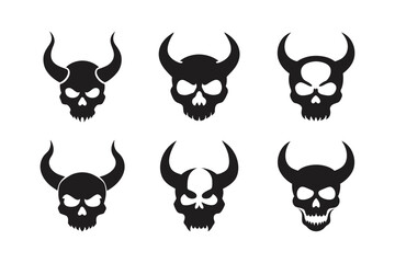 skull horns  demon style vector art silhouette