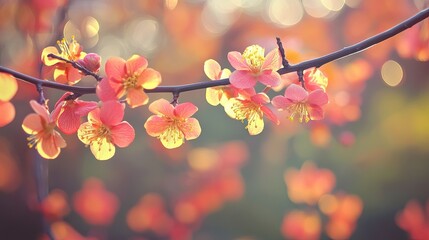 Delicate Peach Blossoms Blooming On A Branch