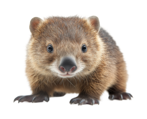 Curious wombat encounter wildlife sanctuary animal nature. Isolated on transparent background, png.