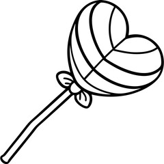 Outline Heart Lollipop Sketch