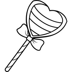 Outline Heart Lollipop Sketch