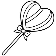 Outline Heart Lollipop Sketch