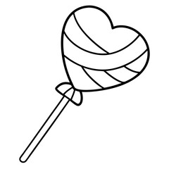 Outline Heart Lollipop Sketch