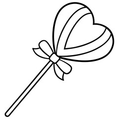 Outline Heart Lollipop Sketch