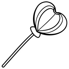 Outline Heart Lollipop Sketch