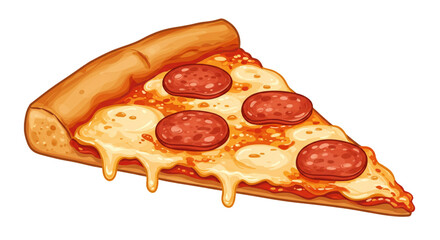 delicious slice of pepperoni pizza vector illustration isolated on white background 
