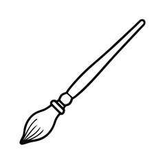 Simple Paintbrush Illustration Artist Tool In Black And White Line Art Style