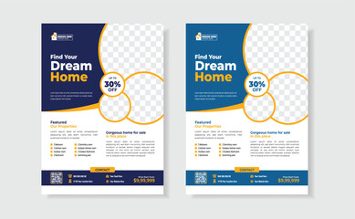 Real estate flyer design a4 size template for print and vector layout.