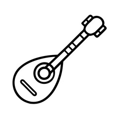 Find mandolin instrument vector illustration, stringed musical instrument outline drawing and sketch art