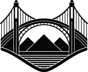 Bridge Silhouette Vector | Architecture, Landmark & Structure Line Art