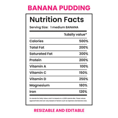 Banana Pudding Nutrition Facts , nutrition Label,twisted tea nutrition facts,nutrition calculator,
