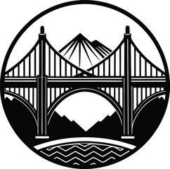 Bridge Silhouette Vector | Architecture, Landmark & Structure Line Art