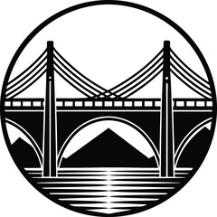 Bridge Silhouette Vector | Architecture, Landmark & Structure Line Art