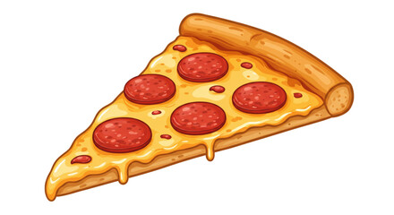 delicious slice of pepperoni pizza vector illustration isolated on white background 