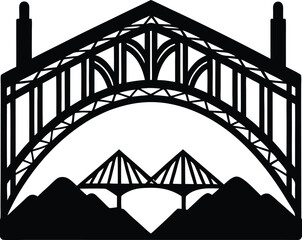 Bridge Silhouette Vector | Architecture, Landmark & Structure Line Art