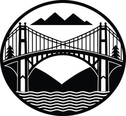 Bridge Silhouette Vector | Architecture, Landmark & Structure Line Art