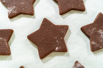 Step-by-Step Chocolate Gingerbread Cookies with Star-Shaped Cutouts
