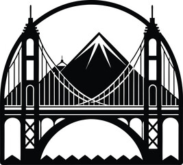 Bridge Silhouette Vector | Architecture, Landmark & Structure Line Art