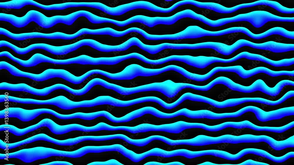 Poster Seamless blue lines pattern of rhythmic waves for dynamic digital designs. Loop background