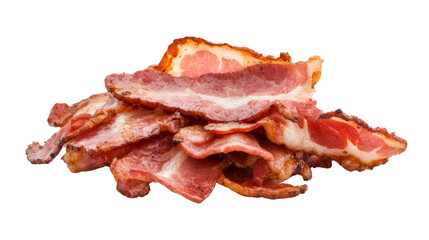 Sizzling bacon stacks on a transparent background