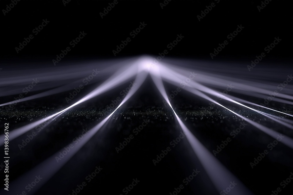 Poster Abstract lines of light creating a dynamic perspective in a dark environment