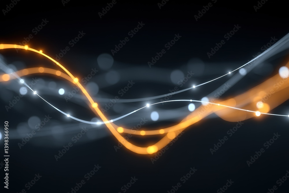 Wall mural colorful lines of light swirl in an abstract display with bright glows over a dark background