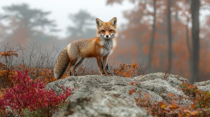 Majestic Red Fox in Autumnal Forest