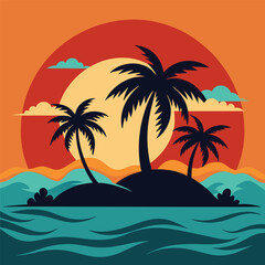 tropical beach with palm trees