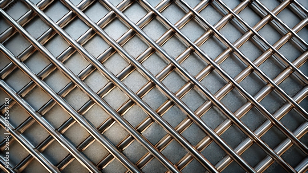 Aufkleber abstract metallic grid diagonal pattern of polished metal tubes on a textured surface