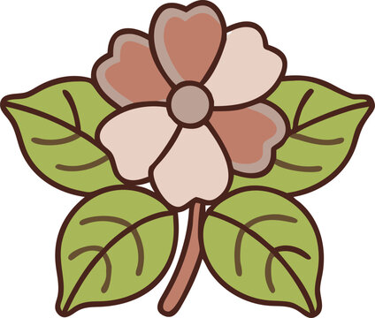 flower with green leaves, simple design clip art preview