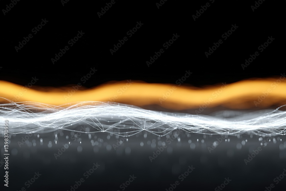 Poster abstract representation of light waves creating dynamic visual patterns on a dark background
