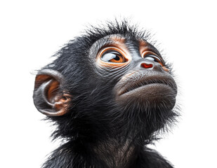 Obraz premium Curious baby monkey portrait adorable expression animal. Isolated on transparent background, png.