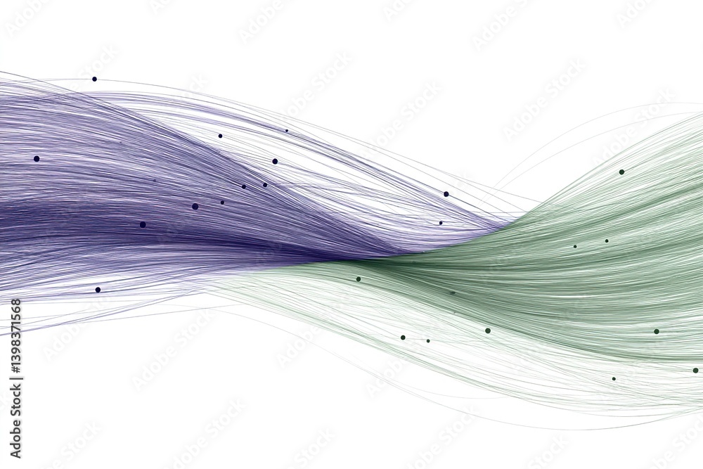 Poster visual representation of flowing data with colors illustrating movement and connections in abstract 