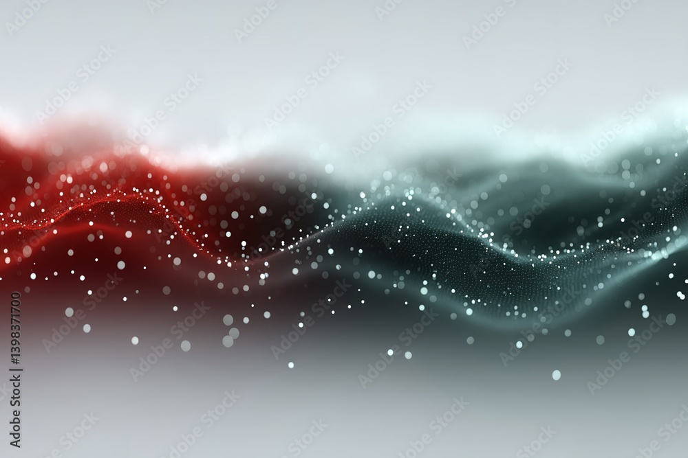 Poster colorful abstract waves with particles creating a mesmerizing visual experience in a digital art for