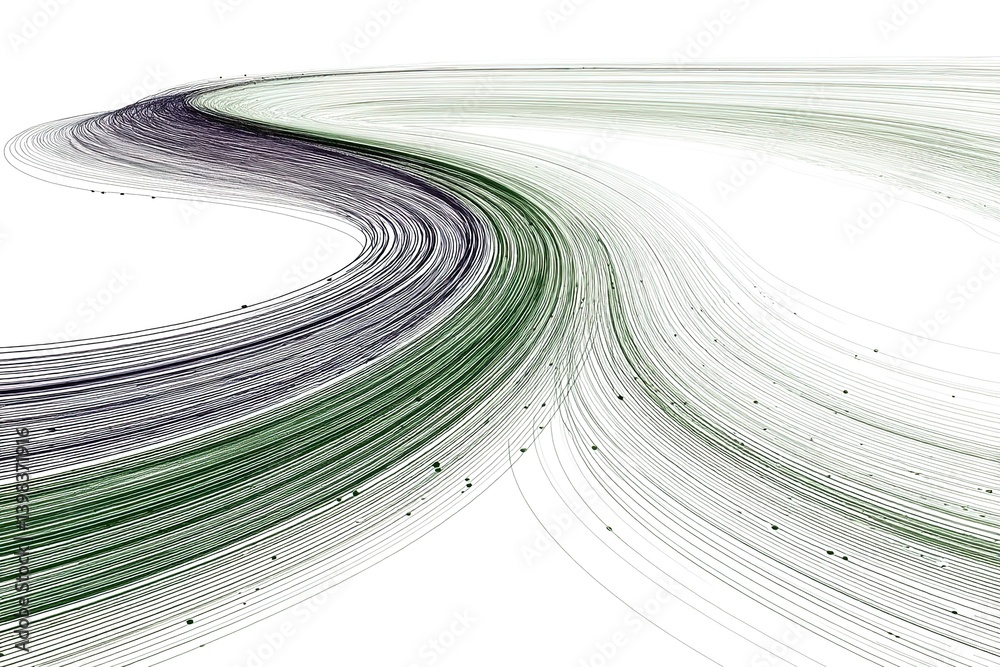 Poster abstract visualization of flowing lines representing data patterns in a minimalist style