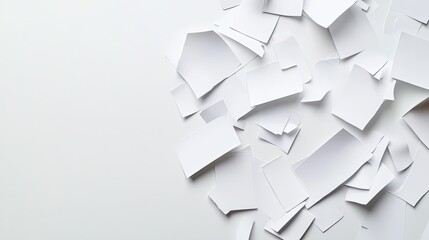 Creative paper collage artwork on white background studio setting abstract art concept