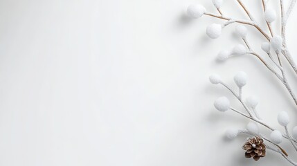 Winter wonderland decoration minimalist style white background artistic arrangement aesthetic view