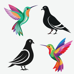 Ultramarine Flycatcher (Superciliaris ficedula) cute blue bird perching on top mossy stick over far blur green background in shaded sun lighting, amazing nature