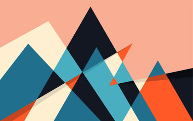 Mountain Abstract Wall Art Landscape Geometric Design Vector. Minimalist Poster Design