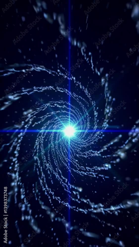 Wall mural a dynamic, swirling vortex of light particles in a deep space setting, captured from a centered angl